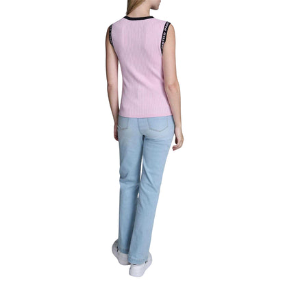 Ballet Pink - Back - Karl Lagerfeld Womens-Ladies Knitted Tank Top