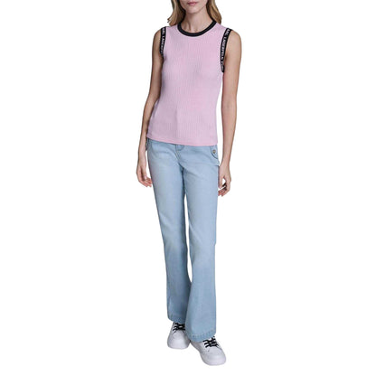 Ballet Pink - Side - Karl Lagerfeld Womens-Ladies Knitted Tank Top