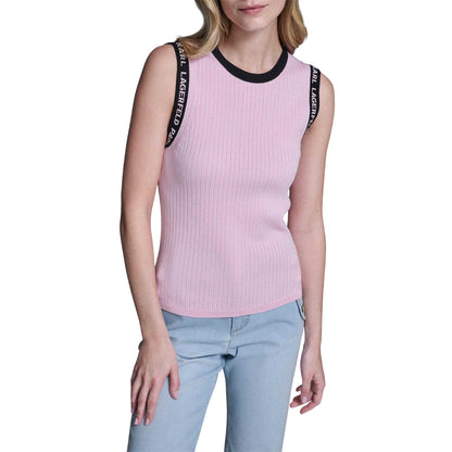 Ballet Pink - Front - Karl Lagerfeld Womens-Ladies Knitted Tank Top