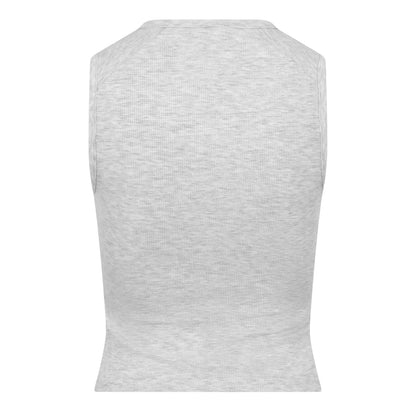 Heather Oat - Back - Fear Of God Essentials Womens-Ladies Cropped Tank Top