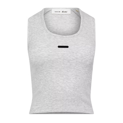 Heather Oat - Front - Fear Of God Essentials Womens-Ladies Cropped Tank Top