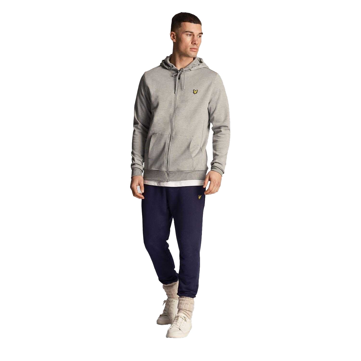 Grey - Pack Shot - Lyle & Scott Mens Fly Fleece Full Zip Hoodie
