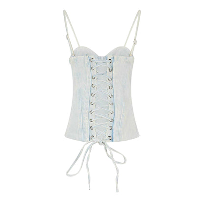 Denim - Back - Mars The Label Womens-Ladies Everly Washed Denim Corset