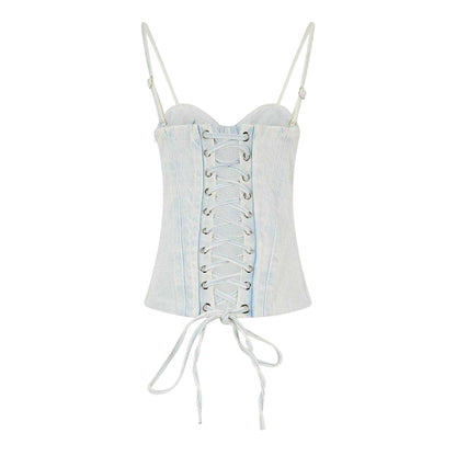 Denim - Back - Mars The Label Womens-Ladies Everly Washed Denim Corset