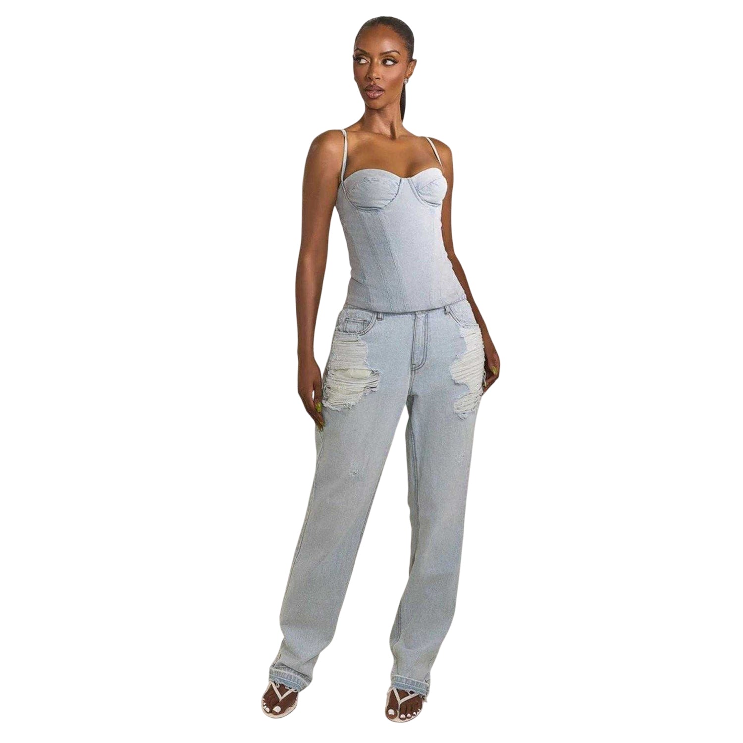 Denim - Lifestyle - Mars The Label Womens-Ladies Everly Washed Denim Corset