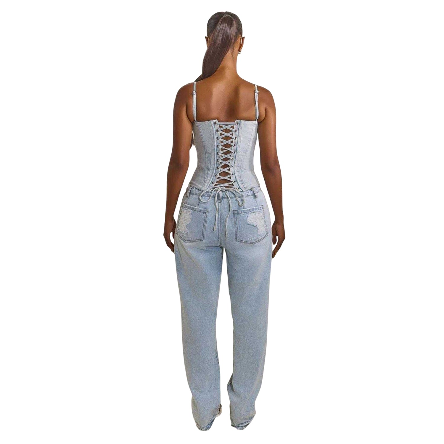 Denim - Pack Shot - Mars The Label Womens-Ladies Everly Washed Denim Corset