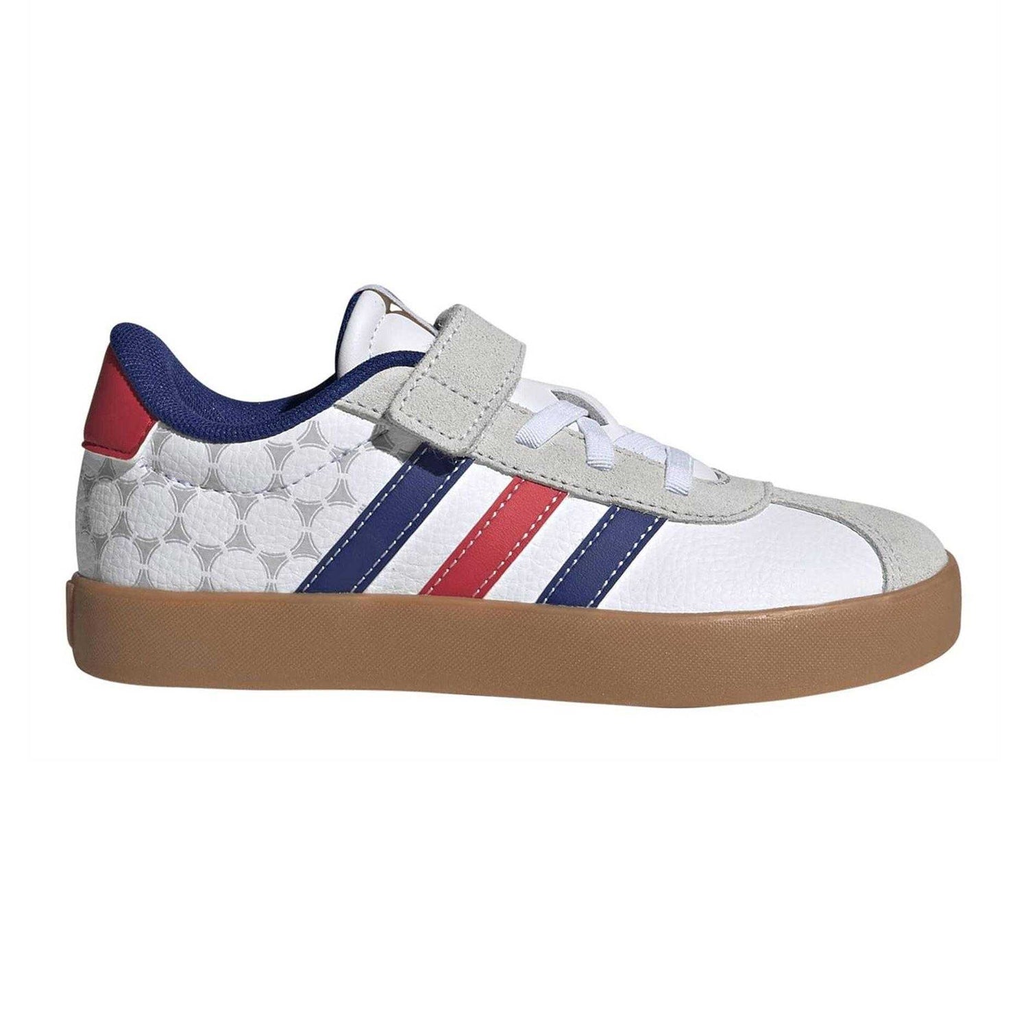 White - Front - Adidas Childrens-Kids VL Court 3.0 Leather Trainers