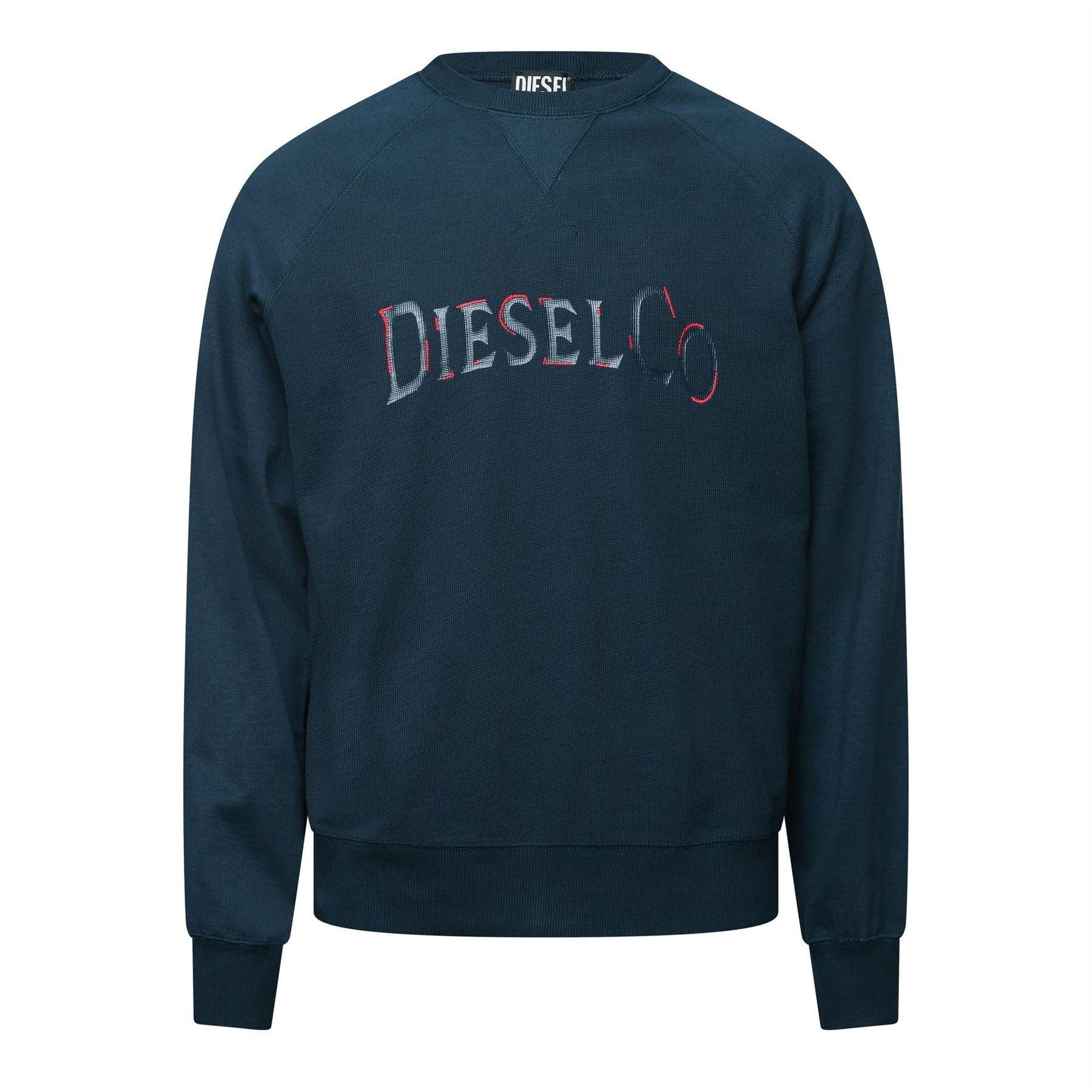 Total Eclipse - Front - Diesel Mens Waffle Knit Raglan Sweatshirt