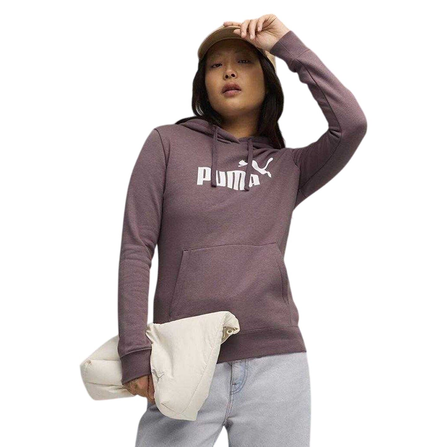Raisin - Side - Puma Womens-Ladies No.1 Logo Fleece Overhead Hoodie