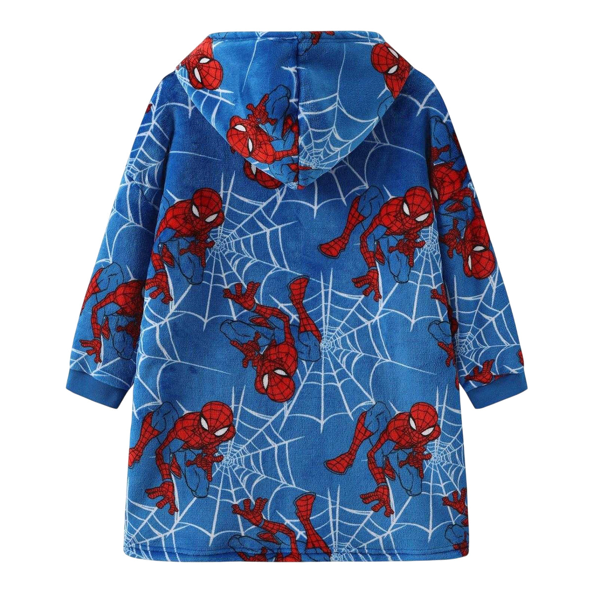 Blue - Back - Spider-Man Childrens-Kids Spider-Man Oversized Blanket Hoodie