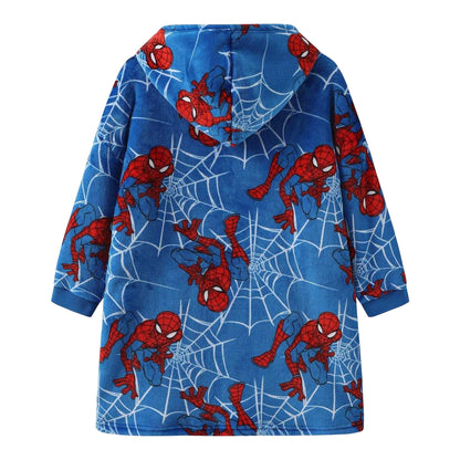 Blue - Back - Spider-Man Childrens-Kids Spider-Man Oversized Blanket Hoodie