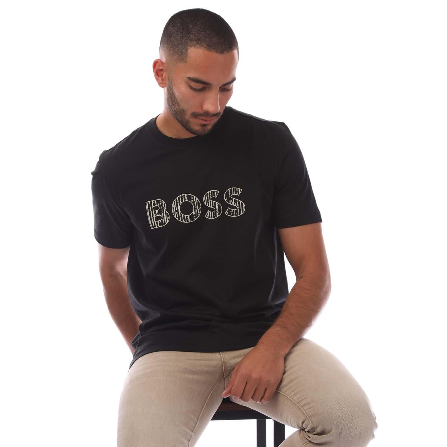 Black - Lifestyle - Hugo Boss Mens Logo Printed T-Shirt
