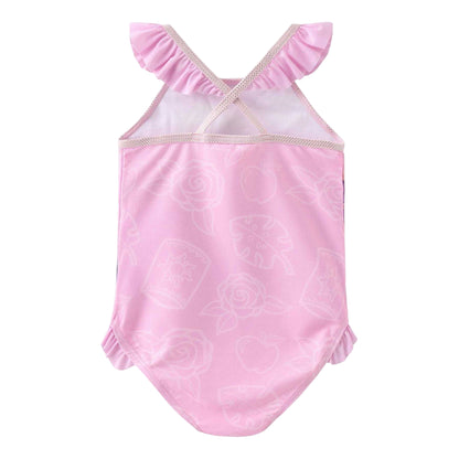Pink - Back - Disney Princess Girls Rapunzel Moana Snow White One Piece Swimsuit