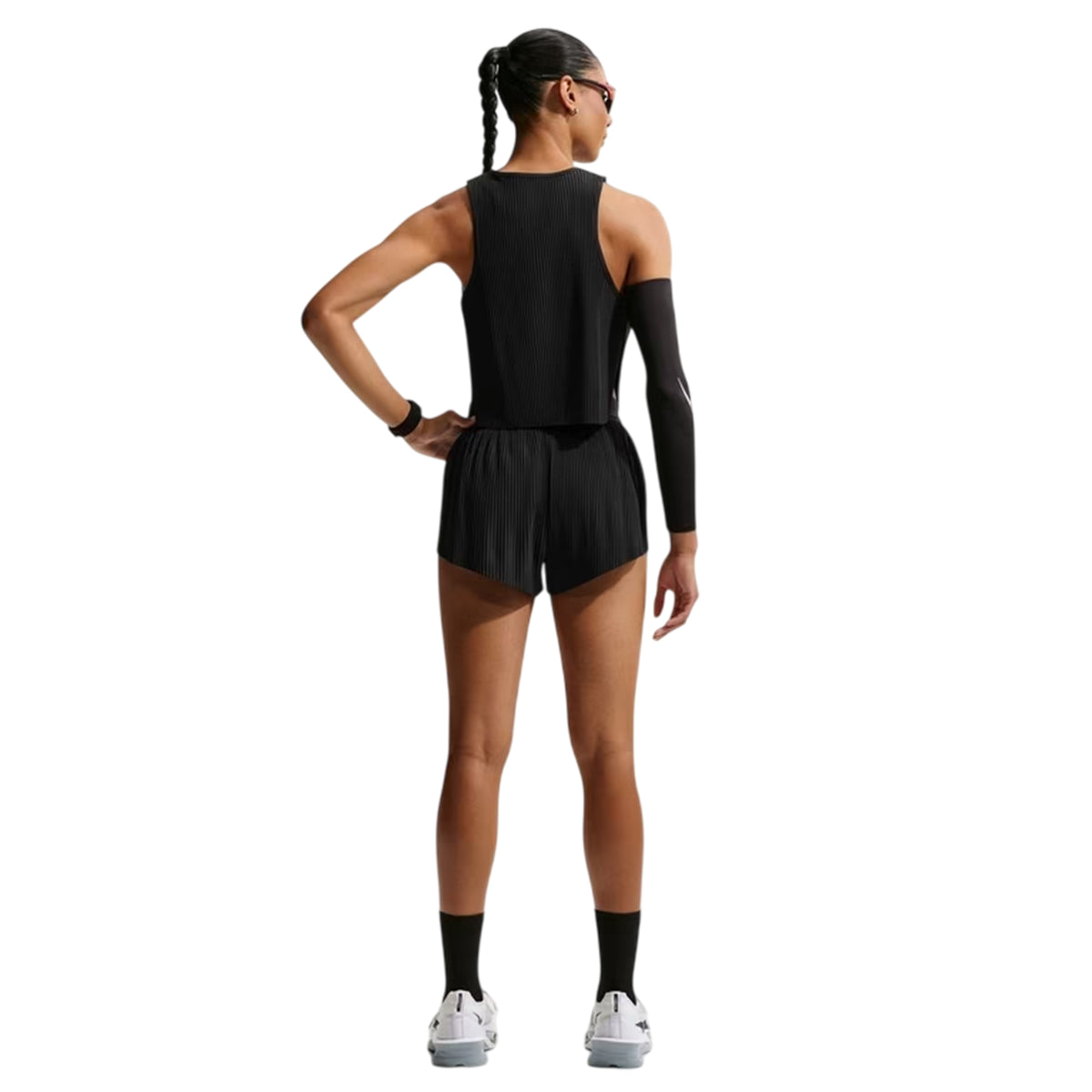Black-White - Back - Nike Womens-Ladies Dri-FIT Cropped Tank Top