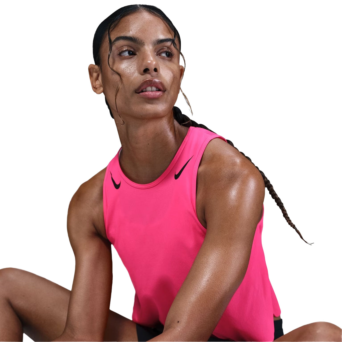 Pink-Black - Pack Shot - Nike Womens-Ladies Dri-FIT Cropped Tank Top
