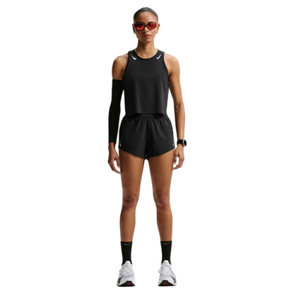 Black-White - Close up - Nike Womens-Ladies Dri-FIT Cropped Tank Top