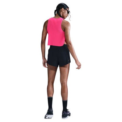 Pink-Black - Back - Nike Womens-Ladies Dri-FIT Cropped Tank Top