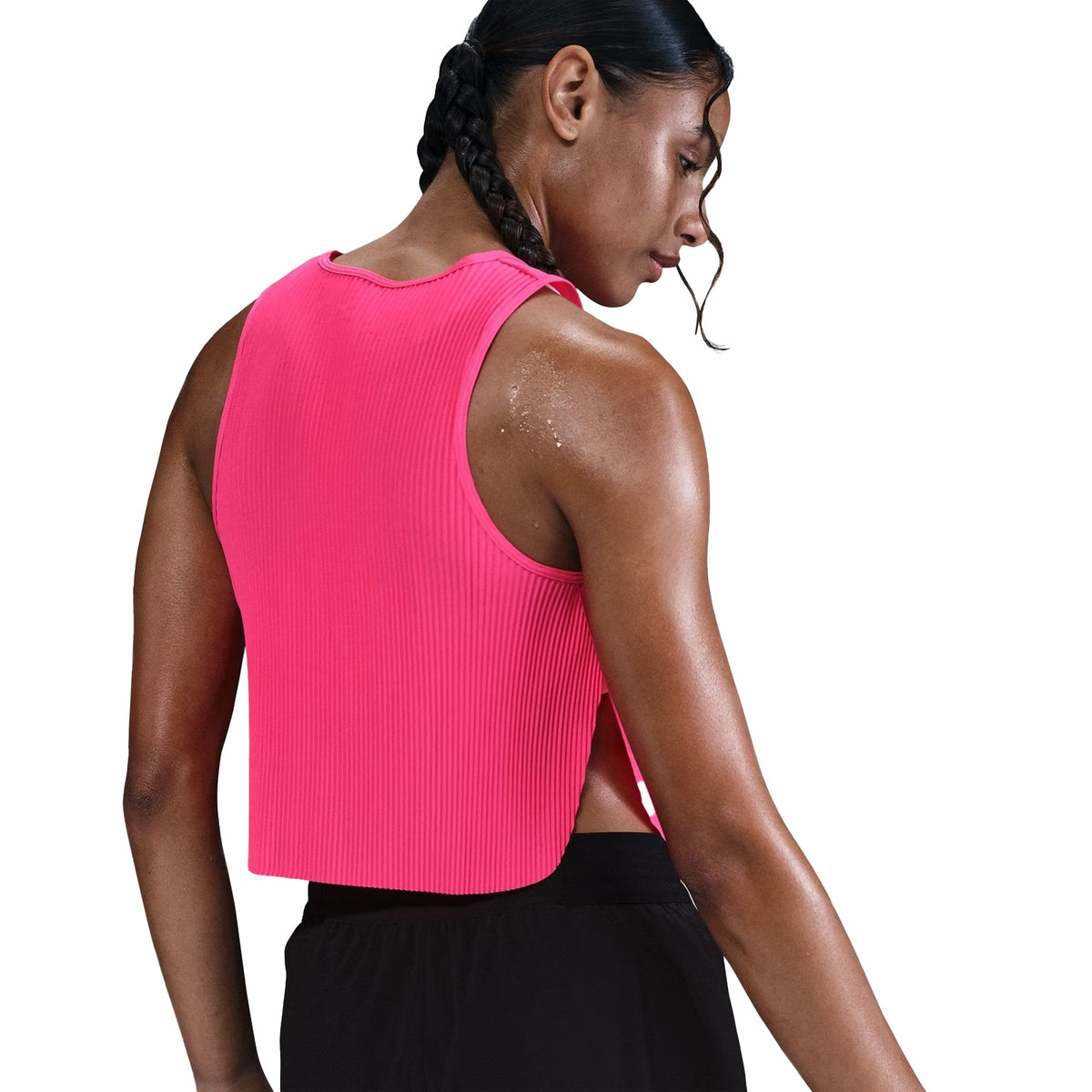 Pink-Black - Lifestyle - Nike Womens-Ladies Dri-FIT Cropped Tank Top
