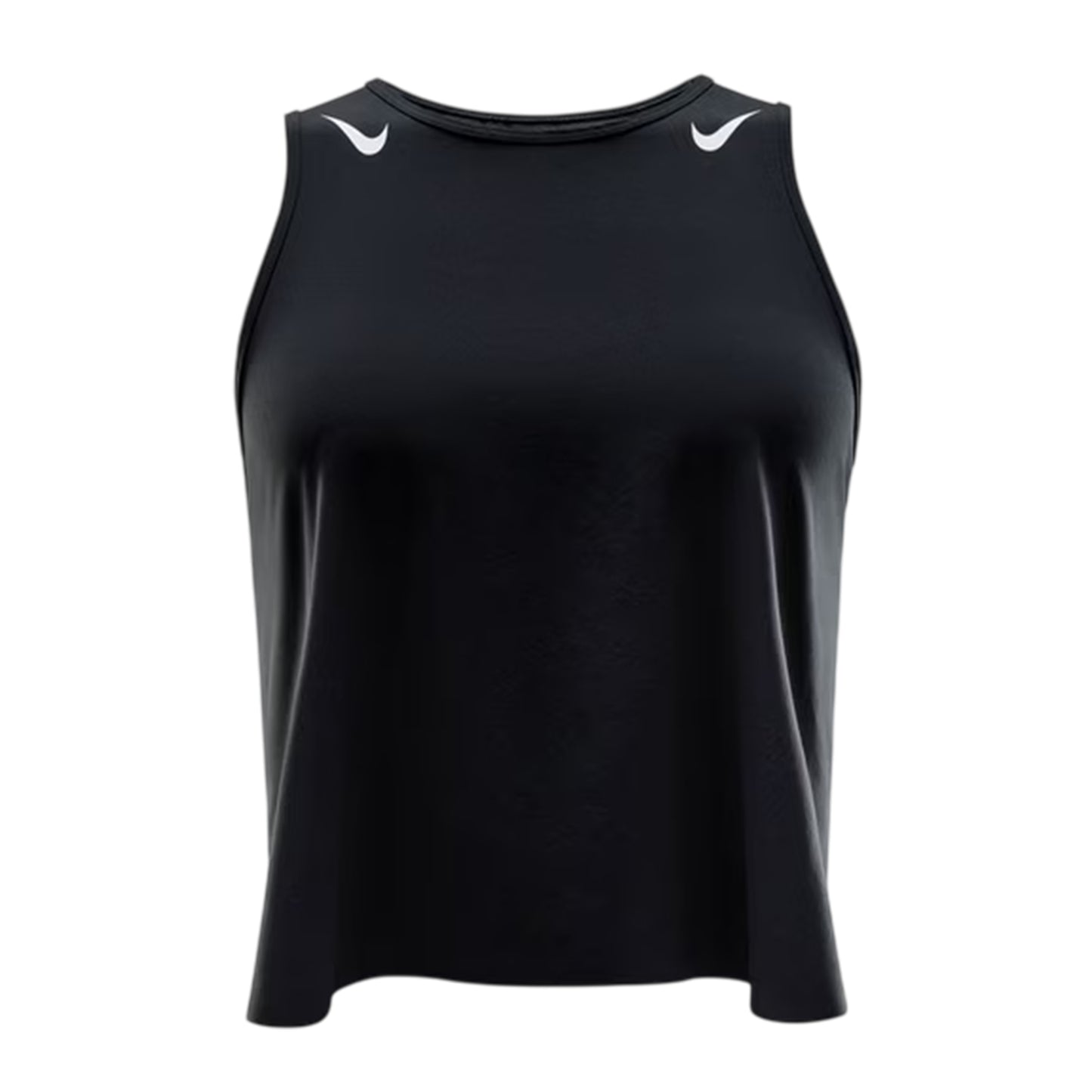 Black-White - Front - Nike Womens-Ladies Dri-FIT Cropped Tank Top