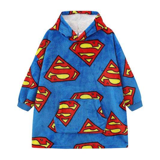 Blue-Red - Front - Superman Childrens-Kids Oversized Long-Sleeved Blanket Hoodie
