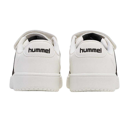 White-Black - Back - Hummel Childrens-Kids Derby Flat Court Trainers