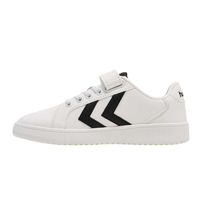 White-Black - Side - Hummel Childrens-Kids Derby Flat Court Trainers