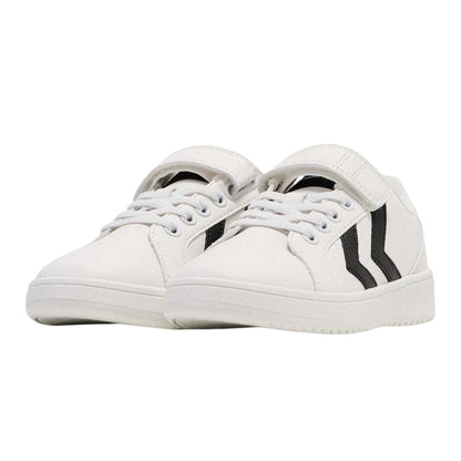 White-Black - Lifestyle - Hummel Childrens-Kids Derby Flat Court Trainers