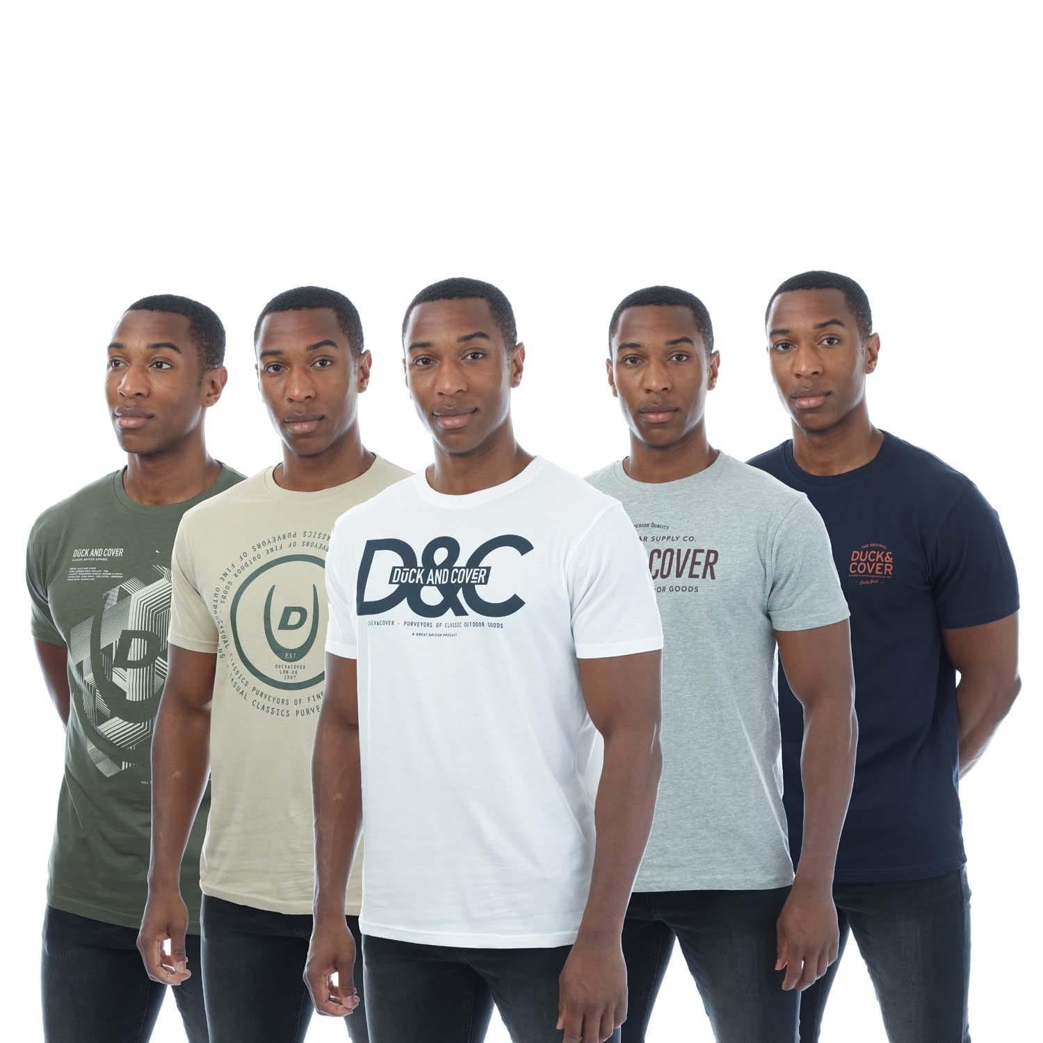Multicoloured - Front - Duck and Cover Mens Cheymore T-Shirt (Pack of 5)
