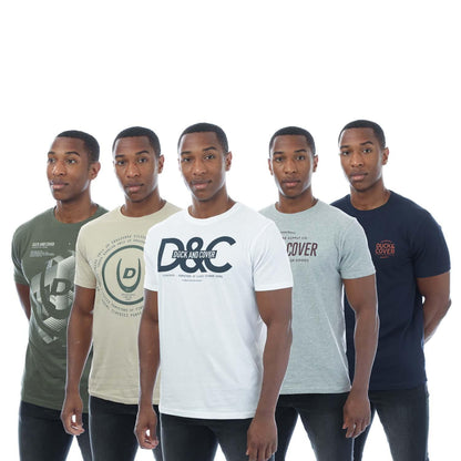 Multicoloured - Front - Duck and Cover Mens Cheymore T-Shirt (Pack of 5)