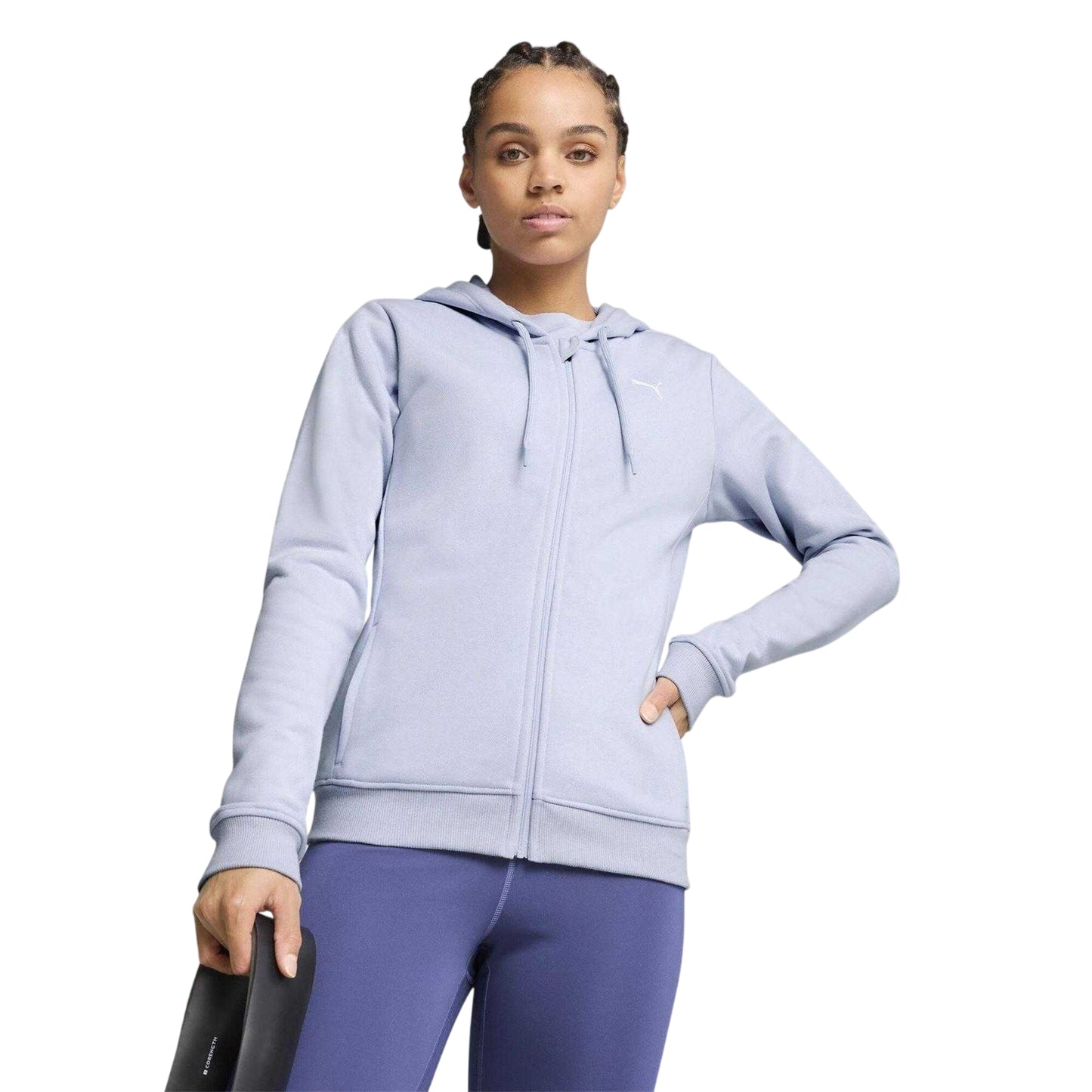 Blue - Side - Puma Womens-Ladies Essential Fleece Full Zip Hoodie