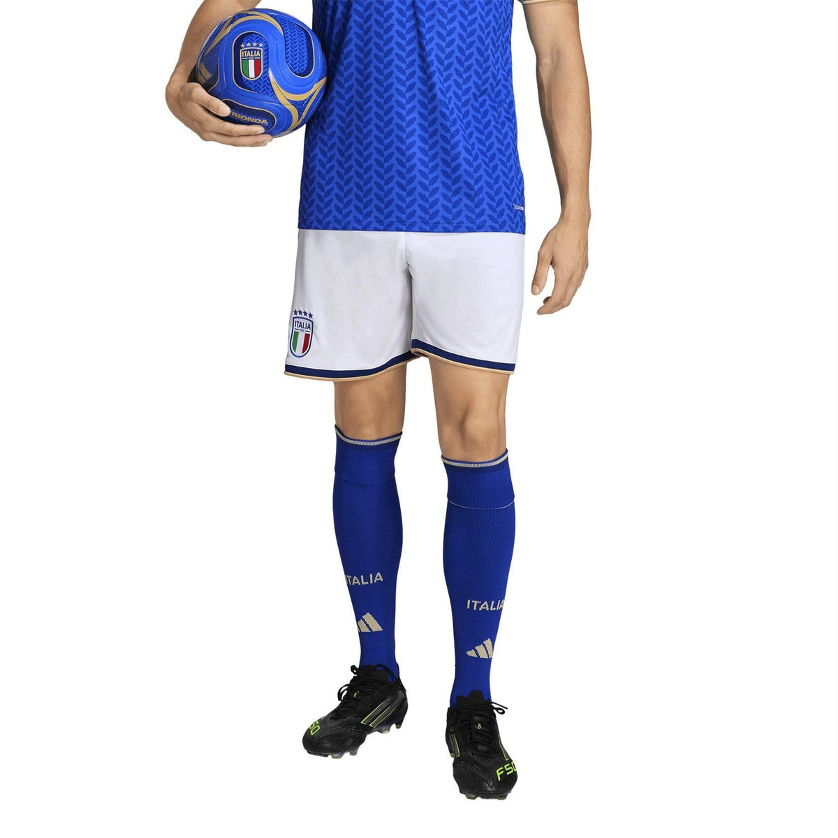 White-Blue - Side - Adidas Mens Italian Home Shorts