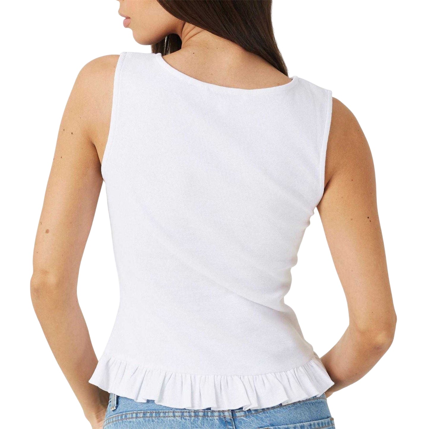 White - Back - Brave Soul Womens-Ladies Button Front Vest Top