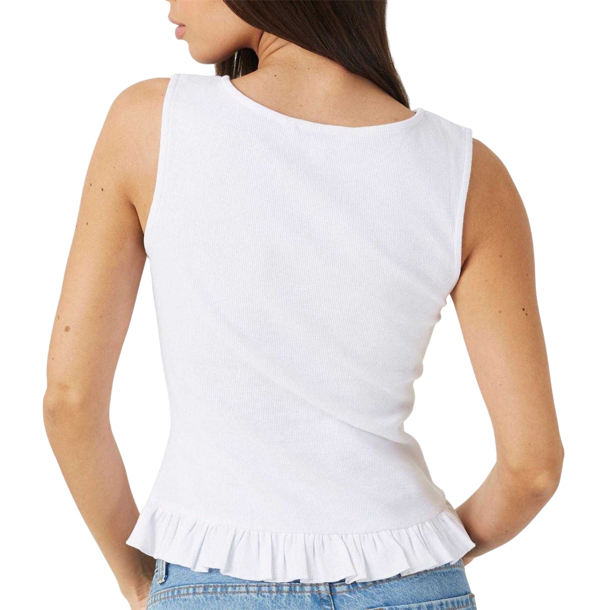 White - Back - Brave Soul Womens-Ladies Button Front Vest Top