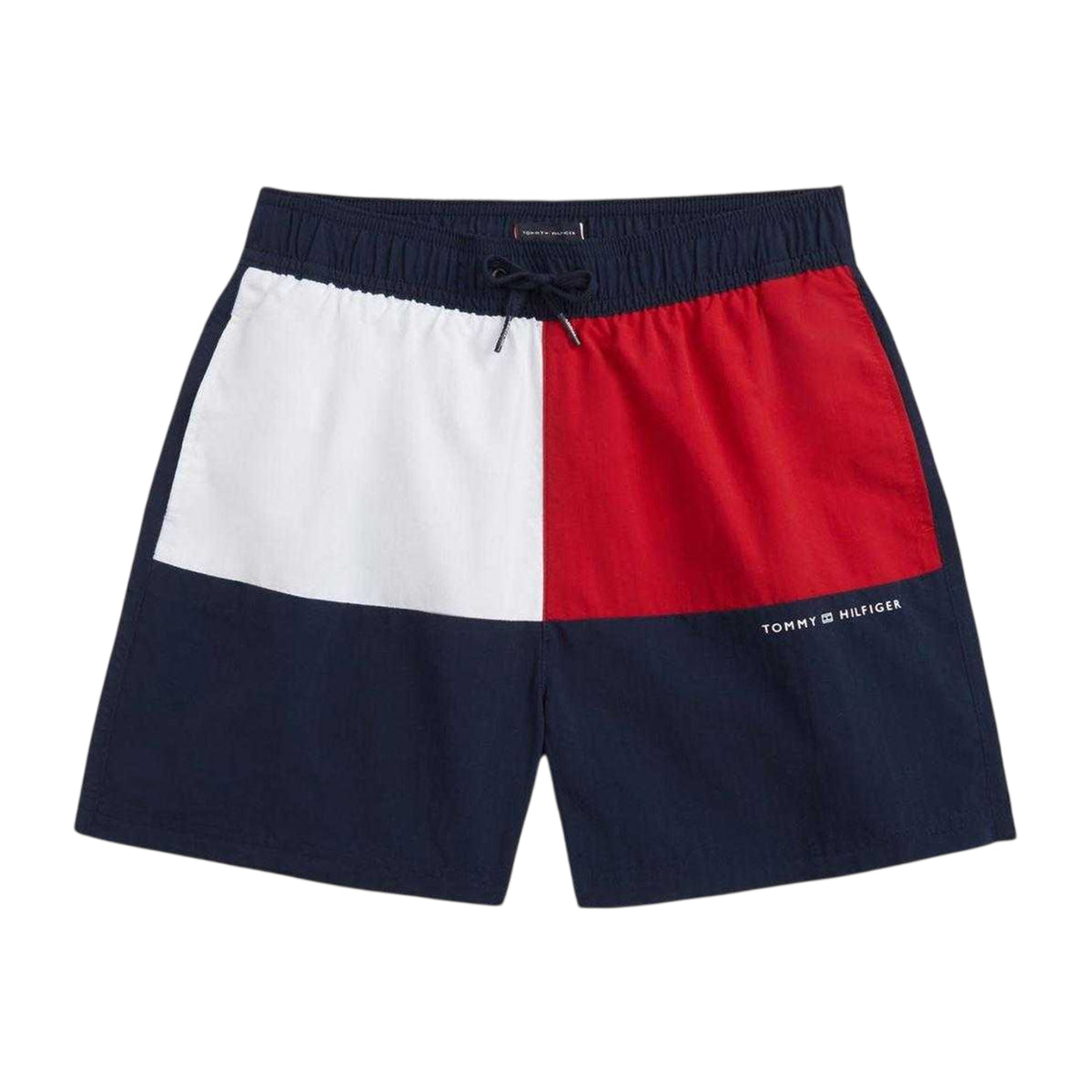 Navy Blue - Front - Tommy Hilfiger Boys Colour Block Swim Shorts