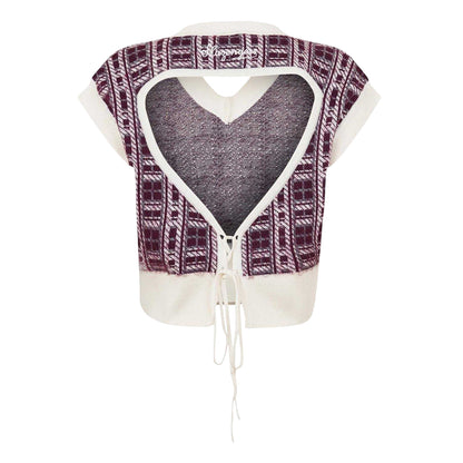 Burgundy-White - Back - Slazenger Womens-Ladies Court Boxy Sweater Vest