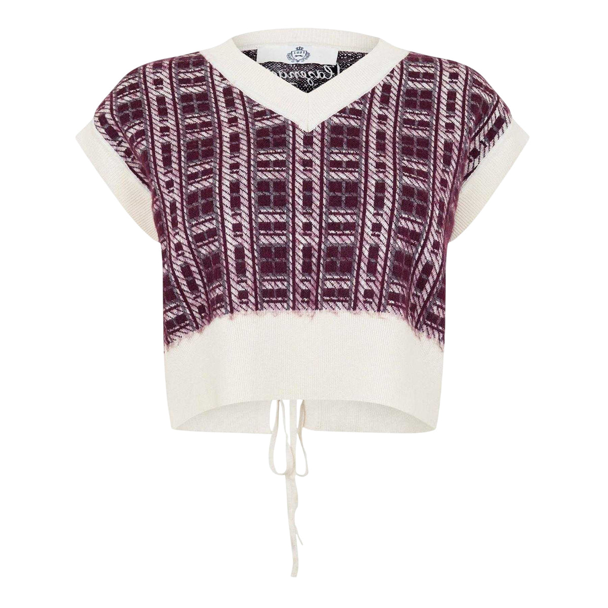 Burgundy-White - Front - Slazenger Womens-Ladies Court Boxy Sweater Vest