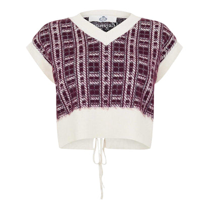 Burgundy-White - Front - Slazenger Womens-Ladies Court Boxy Sweater Vest