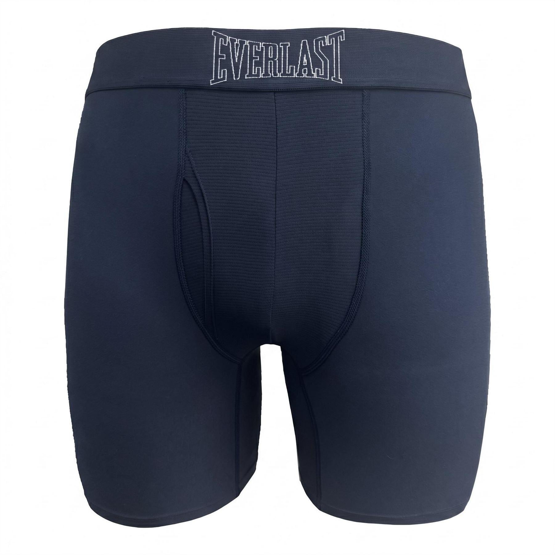 Navy-Blue-Grey - Side - Everlast Mens Logo Boxer Shorts (Pack of 3)