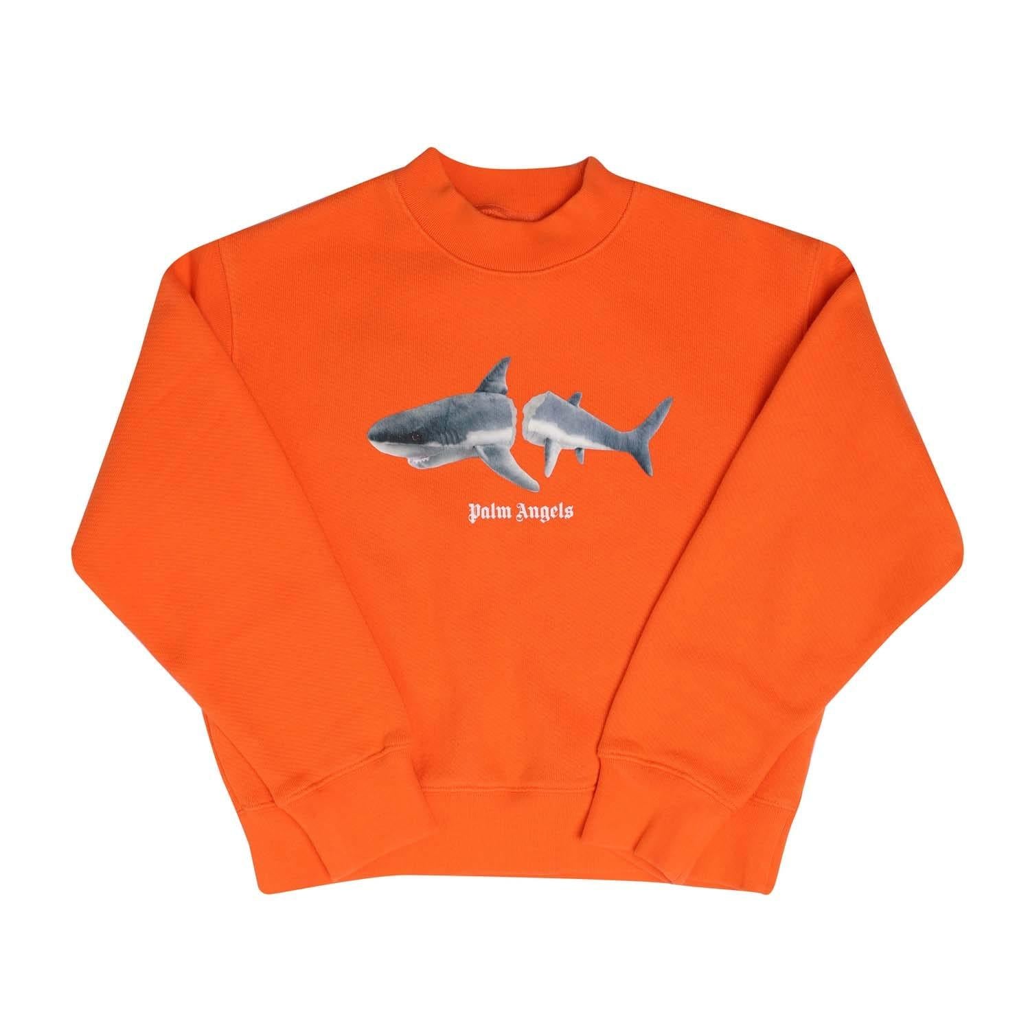 Orange - Front - Palm Angels Childrens-Kids Shark Crew Neck Sweatshirt