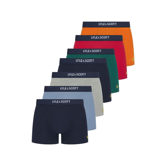 Multicoloured - Front - Lyle & Scott Mens Topaz Boxer Briefs (Pack of 7)
