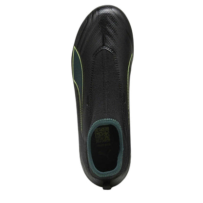 Black-Green - Side - Puma Childrens-Kids Ultra 6 Match+ Laceless Firm Ground Football Boots