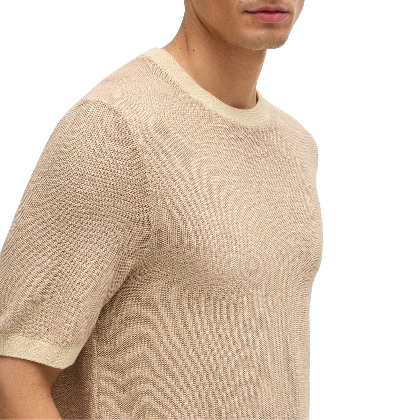 Beige - Side - Boss Mens Tantino T-Shirt