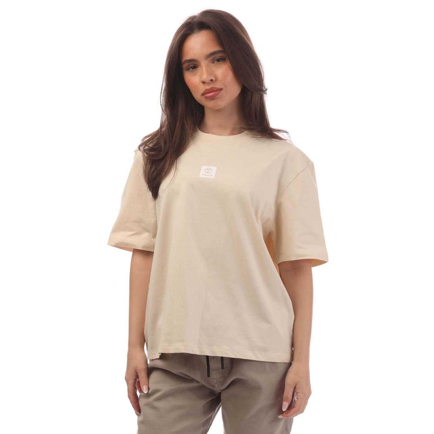 Natural - Front - Timberland Womens-Ladies Stack Logo T-Shirt