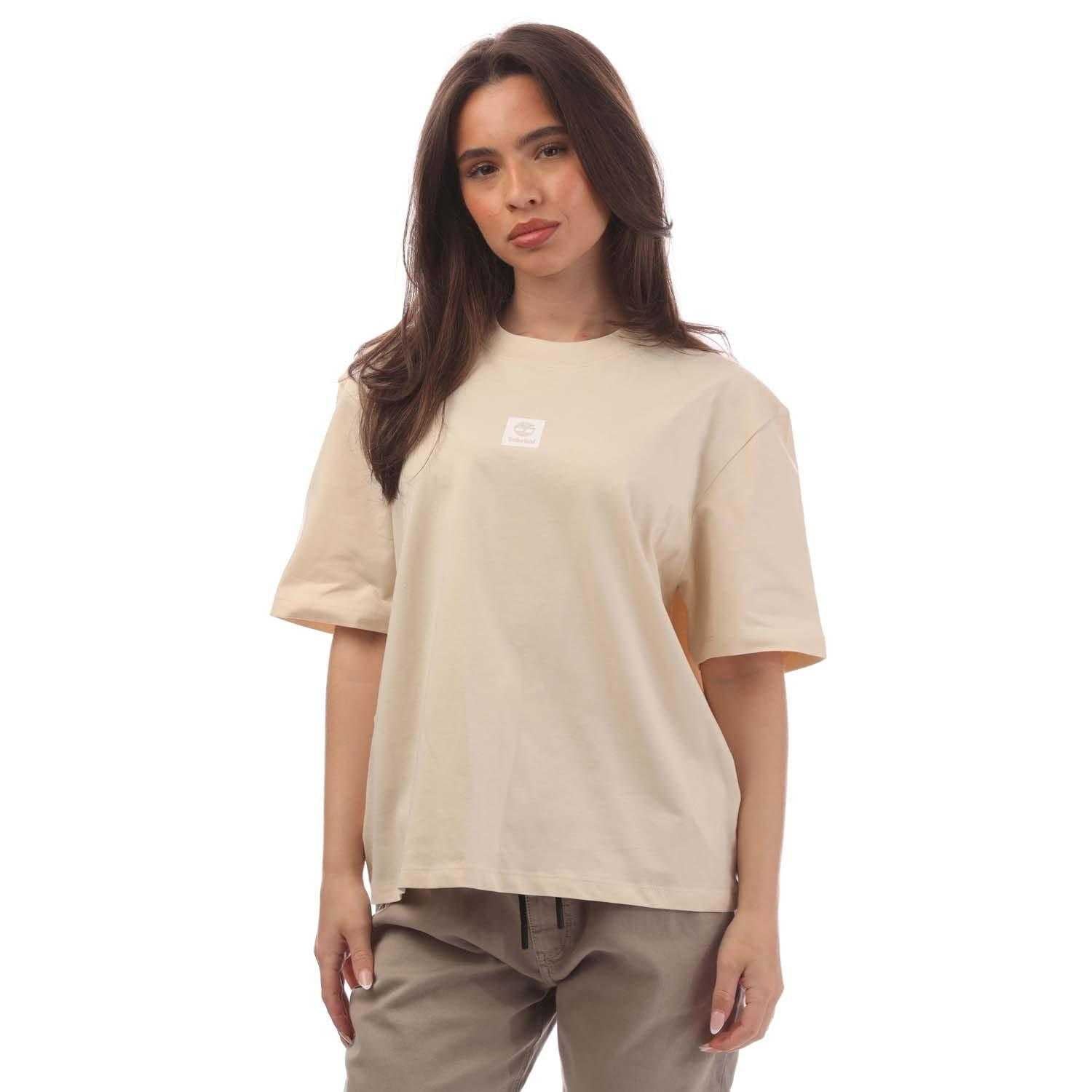 Natural - Front - Timberland Womens-Ladies Stack Logo T-Shirt