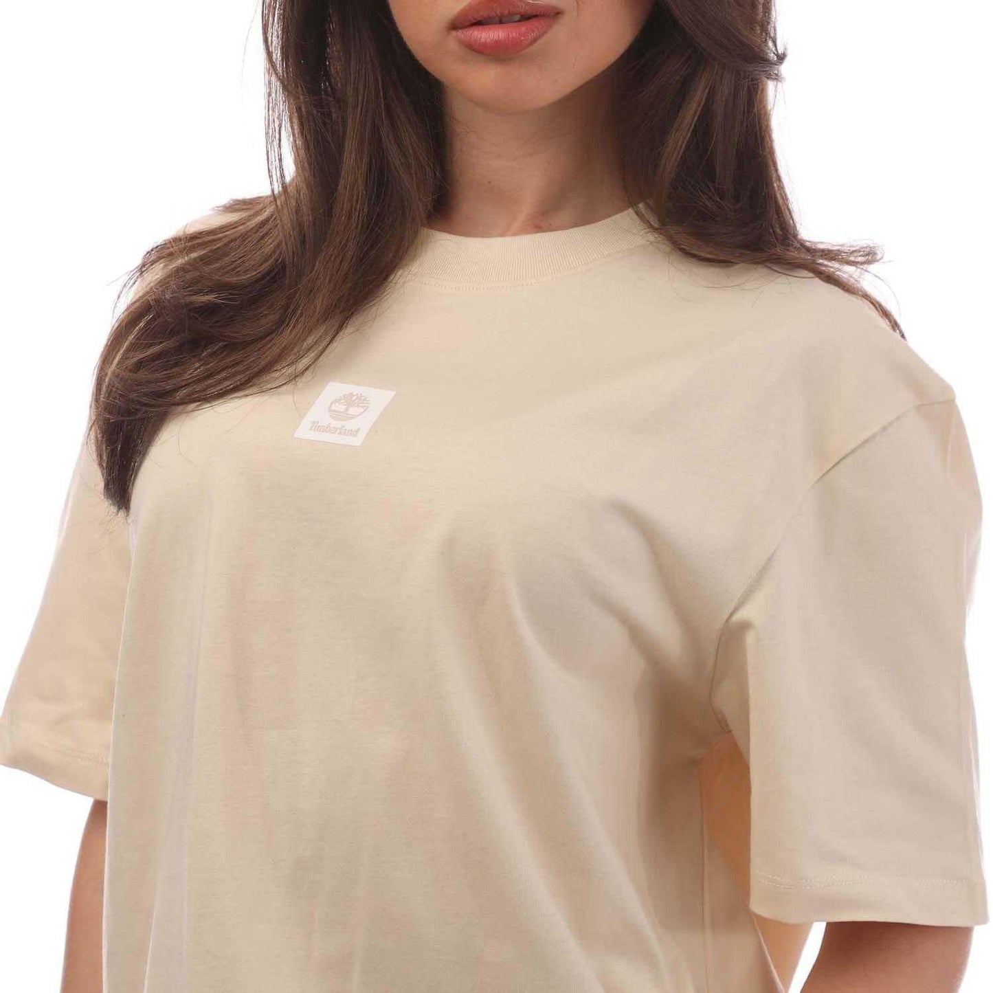 Natural - Side - Timberland Womens-Ladies Stack Logo T-Shirt