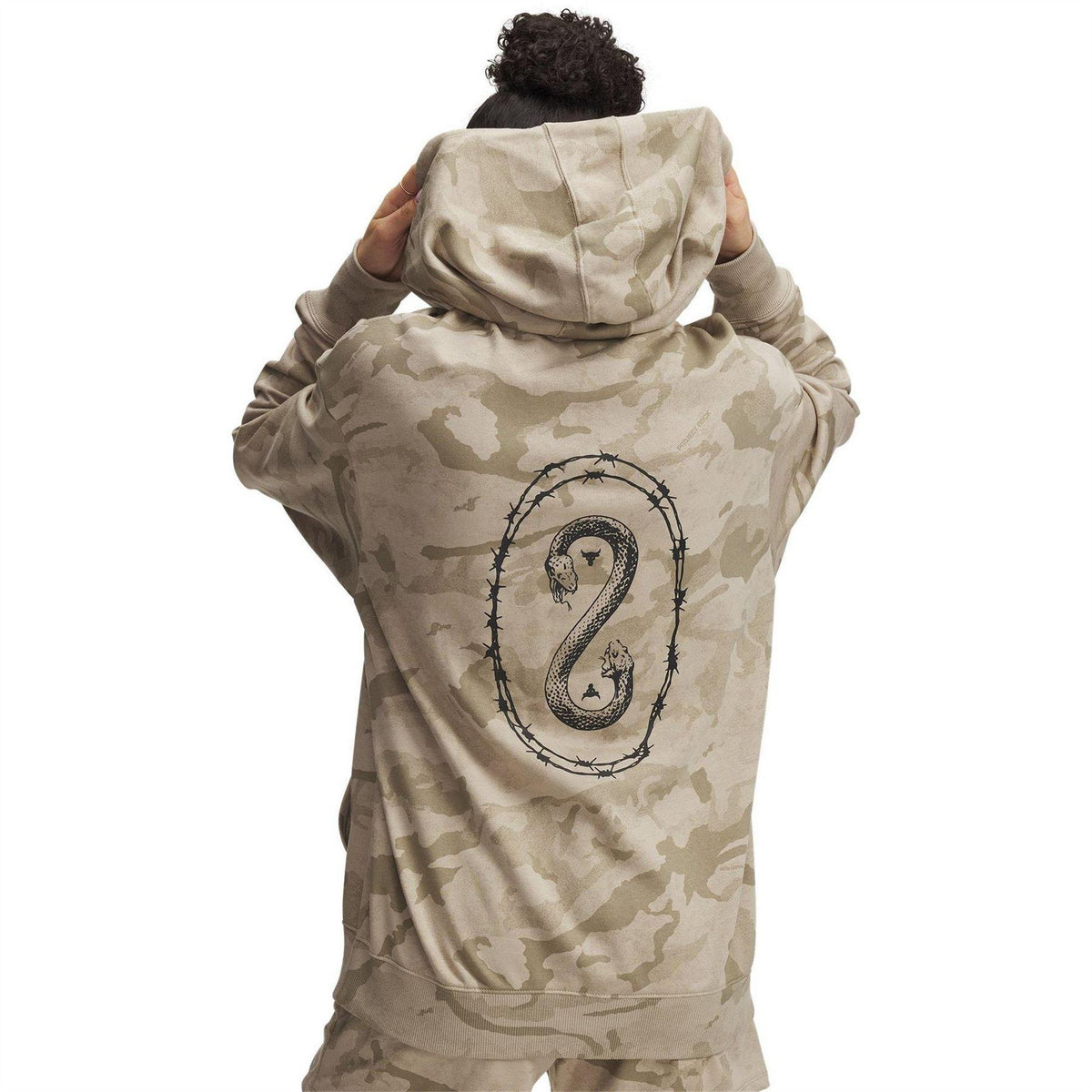 Brown - Back - Under Armour Womens-Ladies Project Rock French Terry Full Zip Hoodie