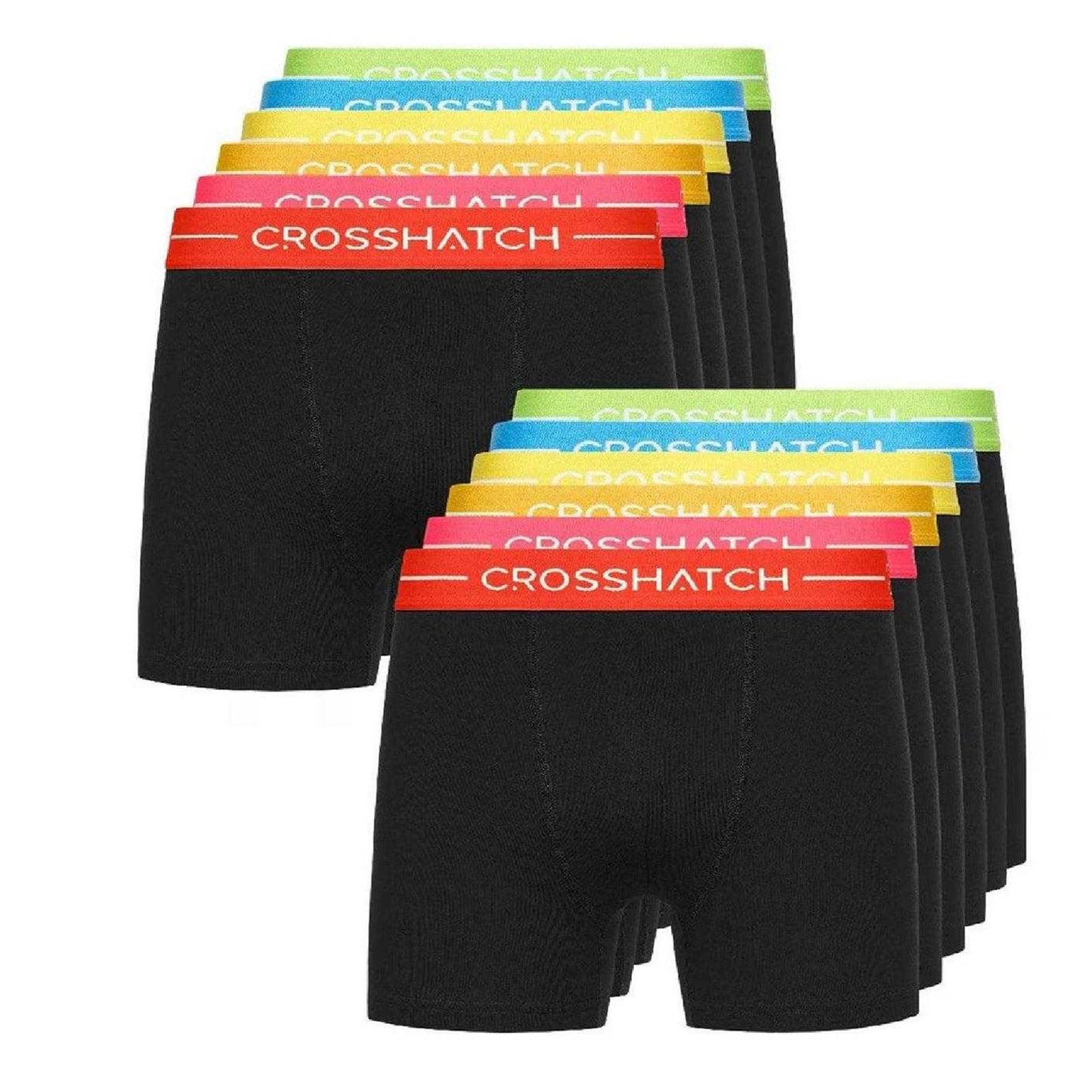 Black - Front - Crosshatch Mens Astral Logo Boxer Briefs (Pack of 12)