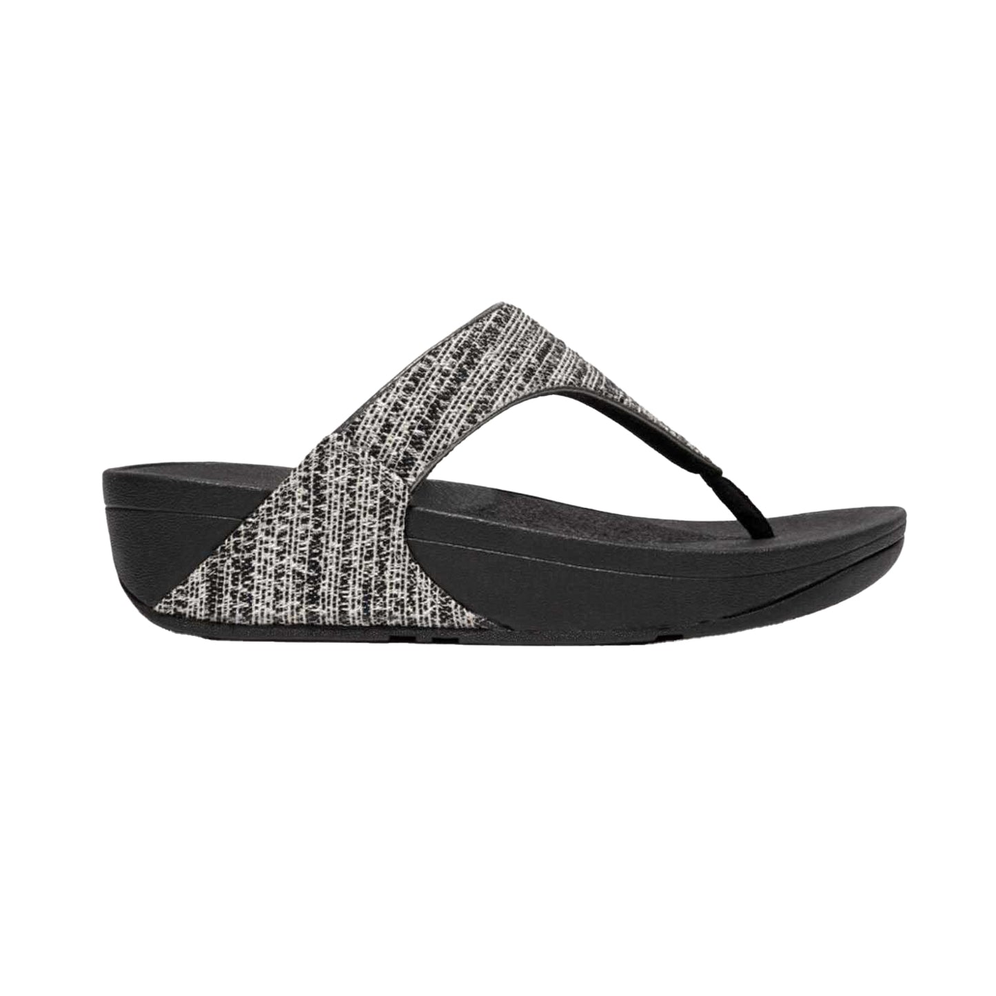 Black - Side - Fit Flop Womens-Ladies Lulu Shimmer Weave Toe Post Sandals