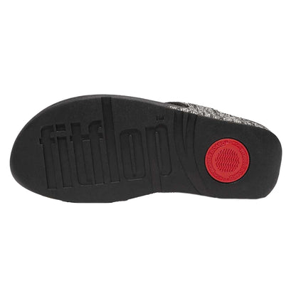 Black - Pack Shot - Fit Flop Womens-Ladies Lulu Shimmer Weave Toe Post Sandals