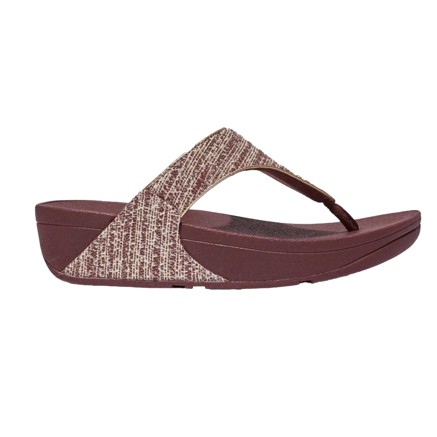 Brown - Side - Fit Flop Womens-Ladies Lulu Shimmer Weave Toe Post Sandals